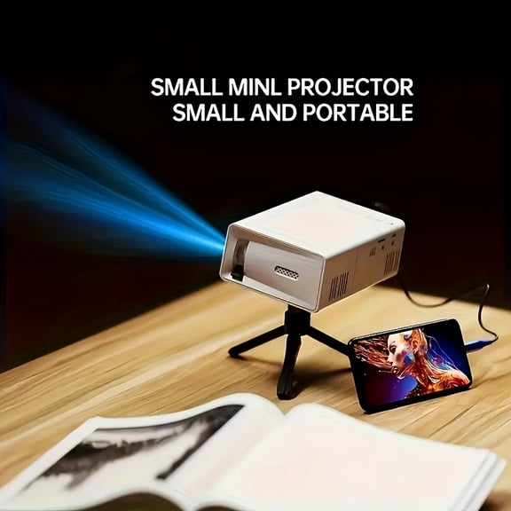 FANRUINA Portable DLP Projector 1080P Full HD, Home Theater & Outdoor Camping, Mobile Phone Screen Mirroring, Remote Control & Table Mount Included