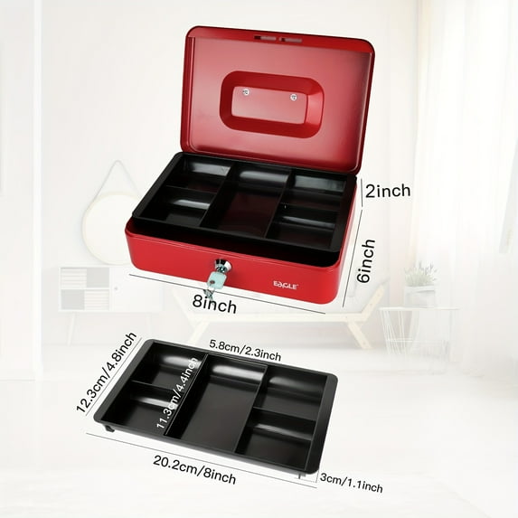 FANRUINA Secure Cash Box with Key Lock & Carry Handle - Durable Metal ...