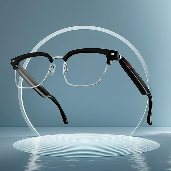 FANRUINA Smart Audio Glasses | Polarized Sunglass Lenses & Semi-Rimless Design | Low Latency Audio & Built-in Mic | Touch & AI Voice Control | 5H Battery | Rectangle Frame | Perfect Gift