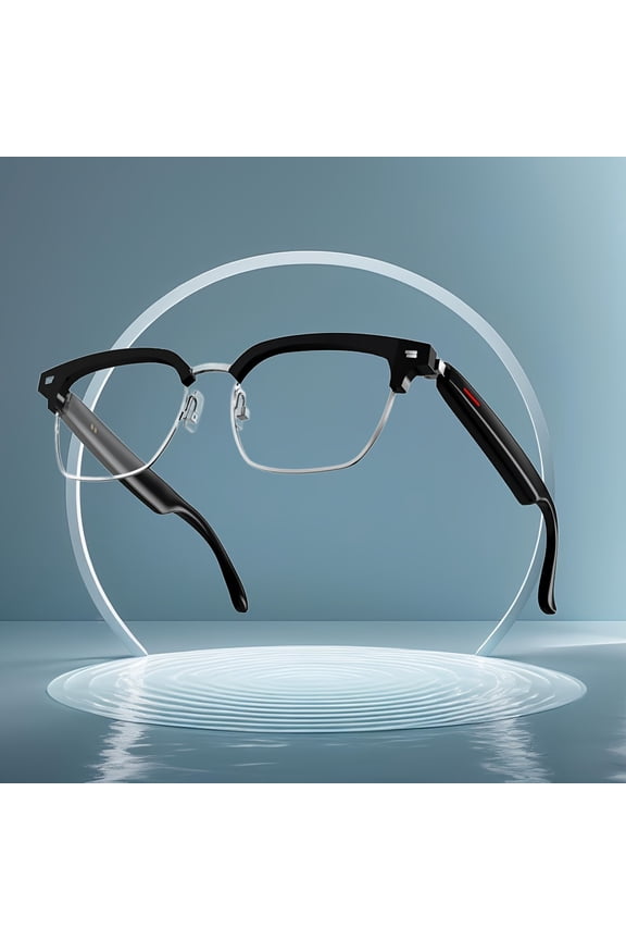 Smart Audio Glasses | Polarized Sunglass Lenses & Semi-Rimless Design | Low Latency Audio & Built-in Mic | Touch & AI Voice Control | 5H Battery | Rectangle Frame | Perfect Gift