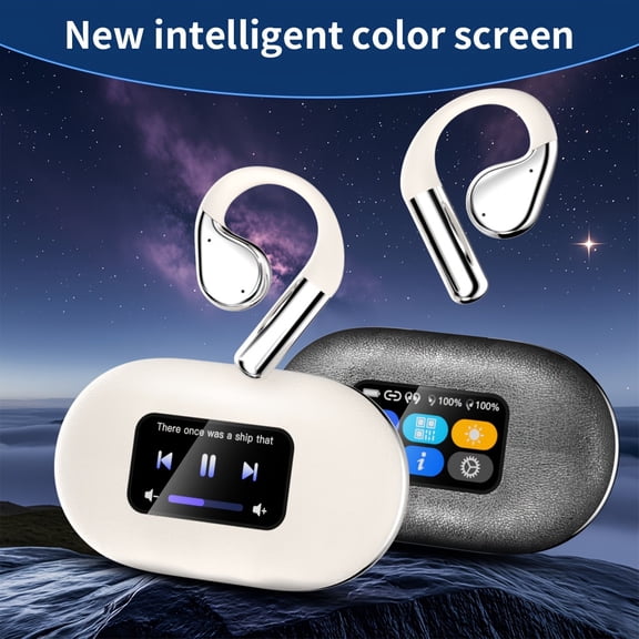 FANRUINA Wireless Bone Conduction Earbuds, 5.4 Bluetooth 40H Playtime Stereo Bass Noise Cancelling Microphone LED Touch Display Sports Earbuds for Android iOS Huawei Xiaomi