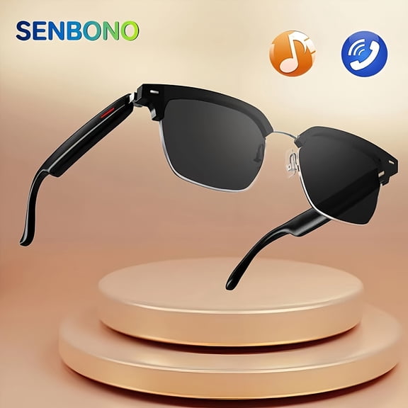 FANRUINA Wireless Smart Glasses with TWS Open-Ear Headphones, Bluetooth Sports Headset for Hands-Free Calls & Music, Touch Control Voice Assistant, Anti-Blue Light Glasses Gift for Men & Women