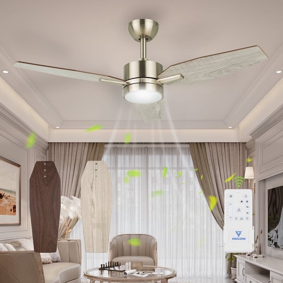 FANSHAIN 42 Inch BLack Ceiling Fans with Lights, Remote Control,Reversible DC Motor,Dimmable,6 Speeds,Ultra Quiet,3 Blade Ceiling Fans for Bedroom,Living Room,Indoor Outdoor Patio
