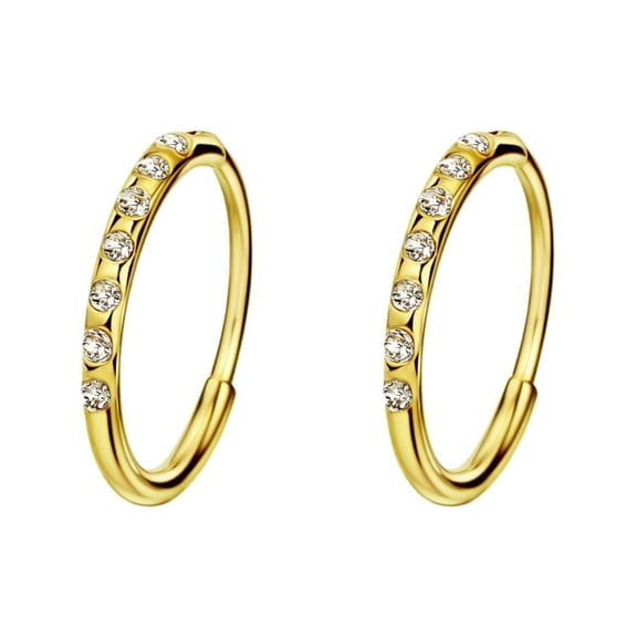 FANSING 10mm Surgical Steel Endless Gold Hoop Earrings for Women Cartilage Earring Hoop Rook Helix Piercing Earrings for Men
