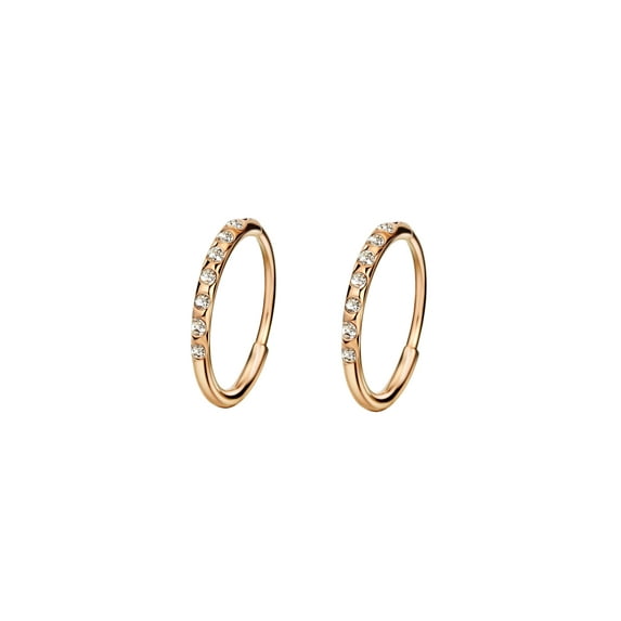 FANSING 10mm Surgical Steel Endless Rose Gold Hoop Earrings for Women Cartilage Earring Hoop Rook Helix Piercing Earrings for Men
