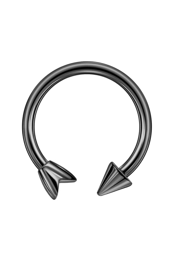 16g 10mm Black Surgical Steel Horseshoe Septum Rings 16 Guage Internally Threaded Circular Barbell with Removable Arrow End