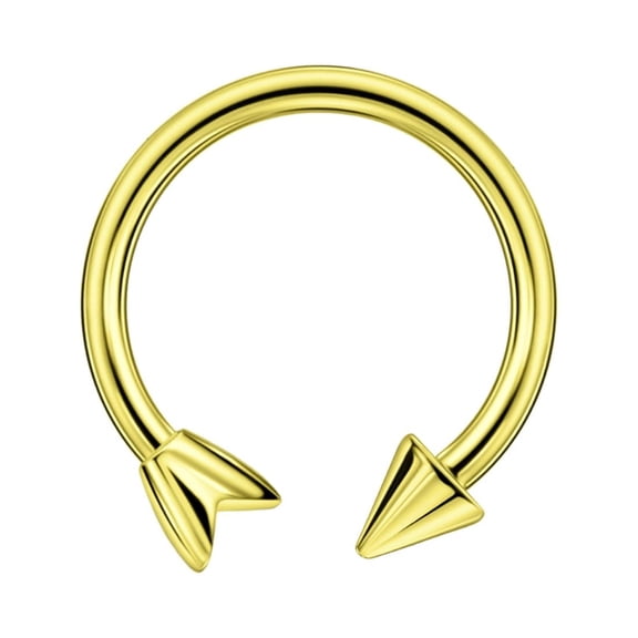 FANSING 16g 10mm Gold Surgical Steel Horseshoe Septum Rings 16 Guage Internally Threaded Circular Barbell with Removable Arrow End