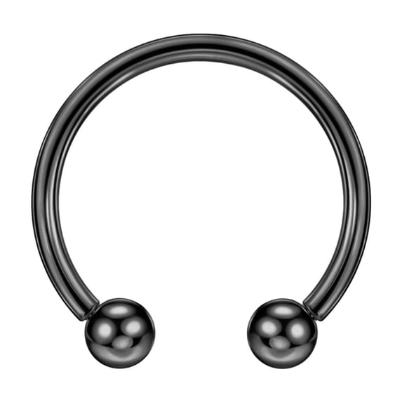 FANSING 16g 12mm Black Surgical Steel Horseshoe Septum Rings 16 Guage Internally Threaded Circular Barbell with Removable Ball Ends