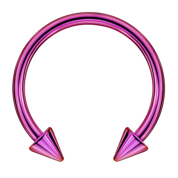 FANSING 16g 12mm Purple Surgical Steel Horseshoe Septum Rings 16 Guage Internally Threaded Circular Barbell with Removable Spike Ends