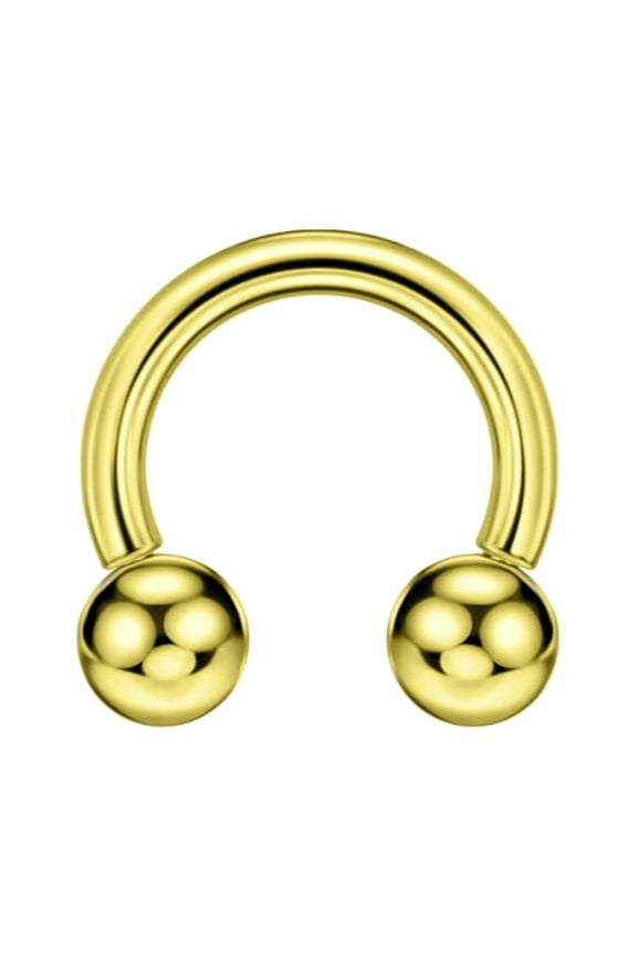 16g 6mm Gold Surgical Steel Horseshoe Septum Rings 16 Guage Internally Threaded Circular Barbell with Removable Ball Ends
