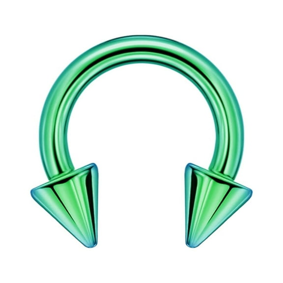 FANSING 16g 6mm Green Surgical Steel Horseshoe Septum Rings 16 Guage Internally Threaded Circular Barbell with Removable Spike Ends