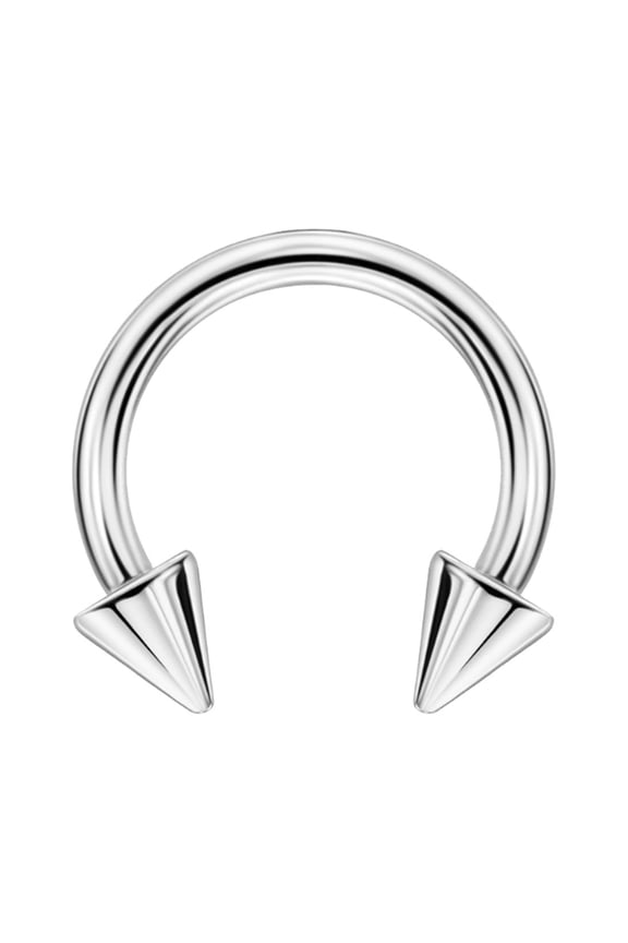16g 8mm Surgical Steel Horseshoe Septum Rings 16 Guage Internally Threaded Circular Barbell with Removable Spike Ends