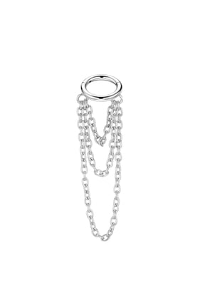 16g Surgical Steel Cartilage Earrings Hoop 6mm Helix Piercing Jewelry with Triple Chains 1/4" Cartilage Hoop 16 Gauge