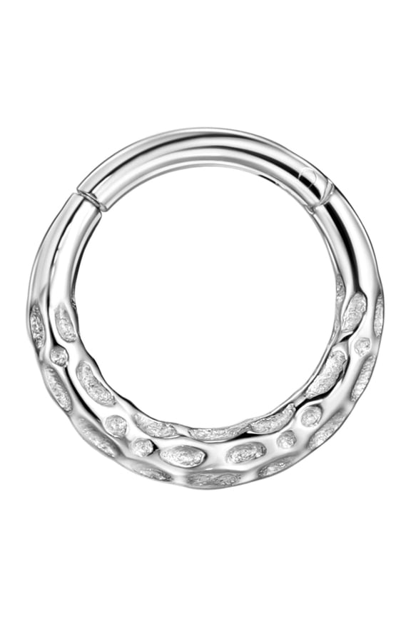 316L Surgical Steel Hammered Piercing Rings for Septum Piercing for Womens Hinged Septum Jewelry 16g 8mm