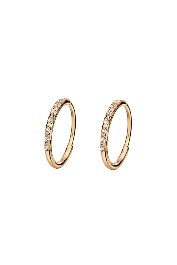 8mm Surgical Steel Endless Rose Gold Hoop Earrings for Women Cartilage Earring Hoop Rook Helix Piercing Earrings for Men
