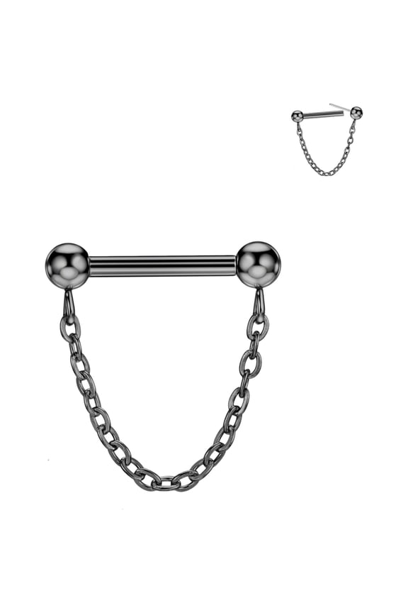 Black Surgical Steel Septum Jewelry 16g Threadless Septum Rings 8mm Push Pin Septum Single Chain Helix Piercing Jewelry 16 Gauge