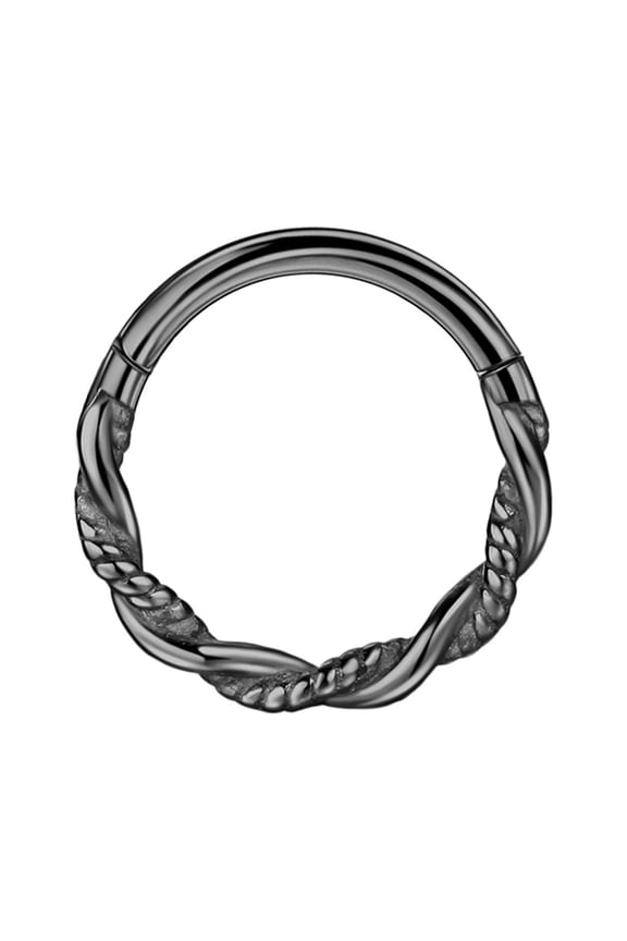 Black Twisted Design Surgical Steel Nose Rings Hoop 18g 8mm Piercing Rings for Daith Helix Cartilage Septum
