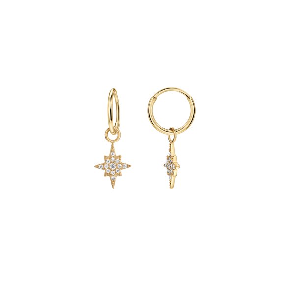 FANSING Gold Hoop Earrings for Women Trendy Gold Earrings Cubic Zirconia Earrings Dangle Earrings Star Charm Earrings 10mm Surgical Steel Earrings