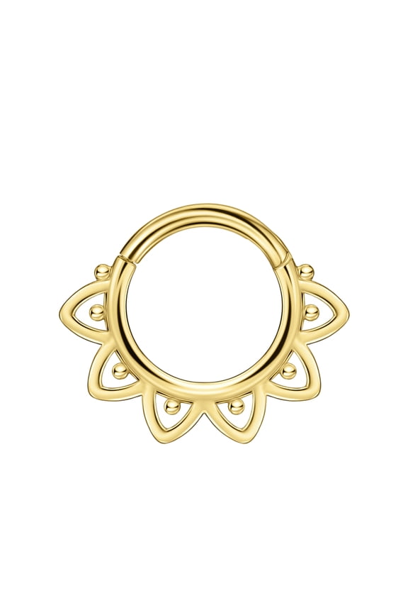 Gold Lotus Septum Jewelry 16g Seamless Septum Rings for Women Surgical Steel Daith Earring Hoop 8mm Septum Piercing Jewelry 16 Gauge
