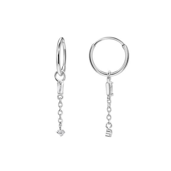 FANSING Hoop Earrings for Women Trendy Cubic Zirconia Earrings Dangle Earrings Charm Earrings 10mm Surgical Steel Earrings