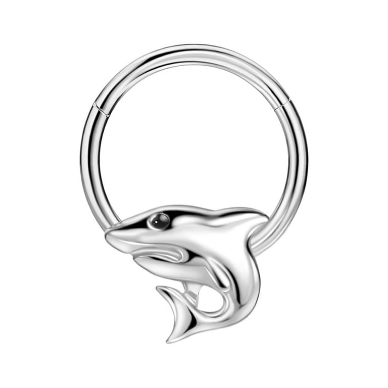 FANSING Shark Septum Jewelry 16g Septum Ring Surgical Steel Piercing Rings  16 Gauge 10mm Daith Hoop Earring 