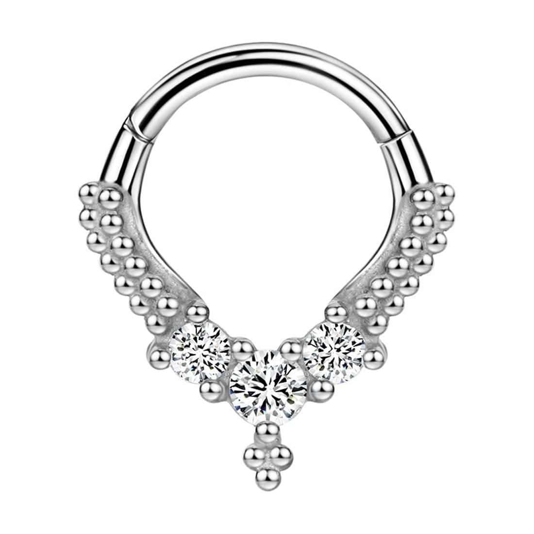 FANSING 316L Surgical Steel Wave Piercing Ring - 8mm 16G For Septum Daith