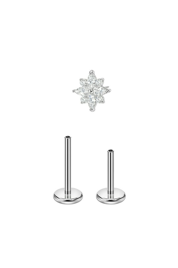 Threadless Earring 20 Gauge Cartilage Earring Surgical Steel 20g 4 Pointed Star Earrings Push Pin Labret Jewelry Piercing Stud 6mm/8mm