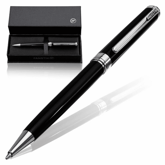 FANSTIK Black & Silver Luxury ballpoint Pen, Chrome Finish (Lux BallPoint Black-Silver)