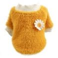 thumbnail image 1 of FANTADOOL Cute Plush Round Neck Warm Flowers Sweater, Pet Dog Clothes Winter Warm Fleece Pet Coat, For Small Dogs French Bulldog Puppy Dog Clothing, Yellow, 1 of 8