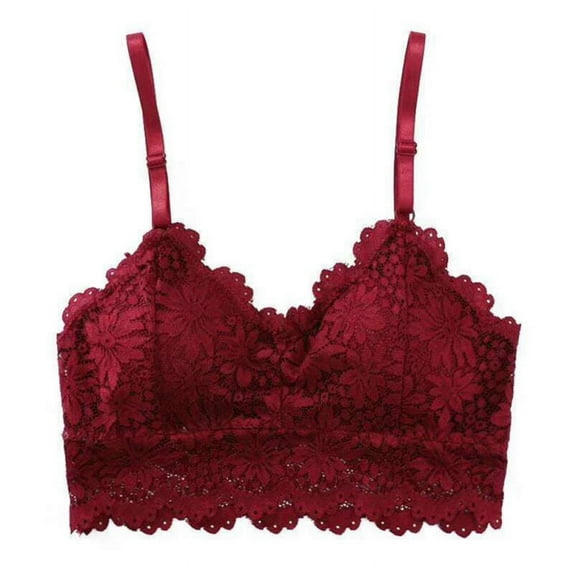 FANTADOOL Women's Wireless Beautiful Back Lace Bra Soft Brassiere Underwear Lingerie Intimates