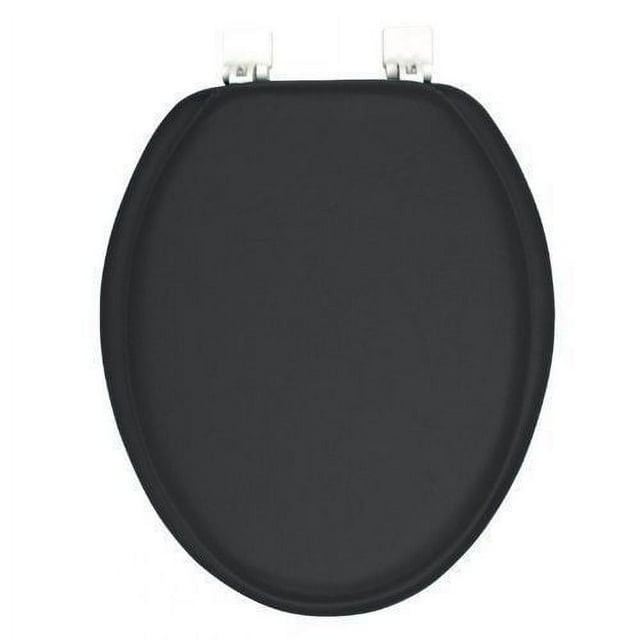 FANTASIA SOFT PADDED VINYL ELONGATED TOILET SEAT, BLACK