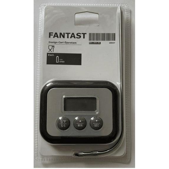 FANTAST Meat thermometer/timer, digital black with magnet on back