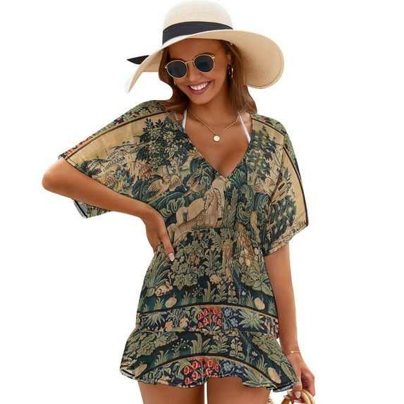 FANTASTIC ANIMALS AND HORSES IN WOODLAND Women's Luxury Party Dress Evening Dresses Ladies Cover Ups