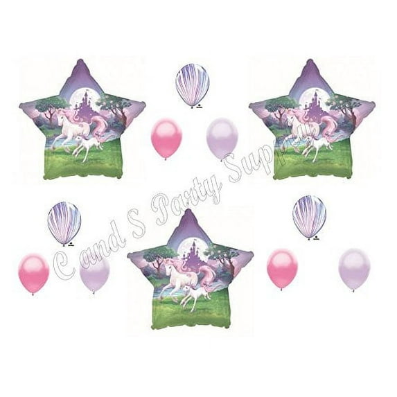 FANTASY ENCHANTED UNICORN RAINBOW BIRTHDAY GIRL Birthday Balloons Decoration Supplies Party Pink