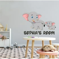 FANTASY - Kids Bedroom Living Room Elephant Family Décor Safari Animal Design Vinyl Personalized Name Lettering Art Wall Decal Sticker - Home Art Fantasy Movie Removable Wall Decoration 10" x 7"
