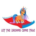 thumbnail image 1 of FANTASY - Let The Dreams Come True - Vinyl Kids Nursery Bedroom Inspirational Quotes Decoration Sticker Legendary Unicorn Magic Carpet Design - Multicolored Home Art Adhesive Wall Decal 20" x 16", 1 of 3