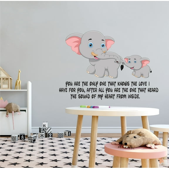FANTASY - Removable Inspirational Family Quotes Lettering Art Decoration Elephant Animal Family Design Vinyl Adhesive Wall Decal - Kids Bedroom Adhesive Fantasy Movie Wall Décor Sticker 10" x 7"