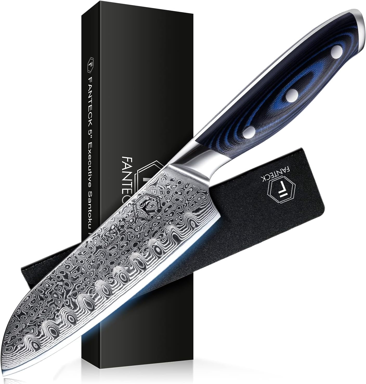 FANTECK 5 Inch Damascus Japanese Steel Kitchen Knife, VG10 67-Layer ...