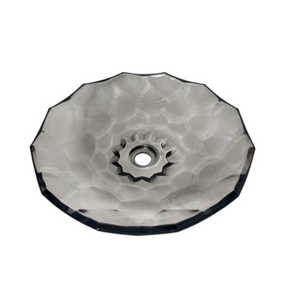 Transparent grey Glass Vessel Sink, Modern Vanity Bowl with Pop-Up Drain for Bathroom | LAV-FWS103