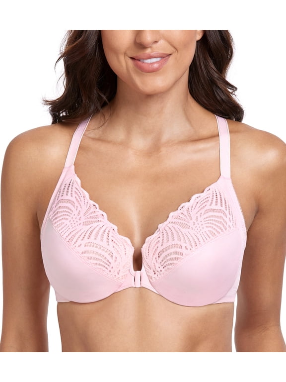 Women's Everyday Full Figure Plus Size Unpadded Racerback Front Closure Lace Underwire Bra,40DD