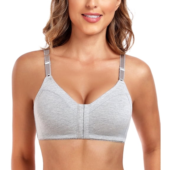 FANZE Women's Front Closure Cotton Bra with Wireless Full Coverage Unlined Non Padded for Comfort