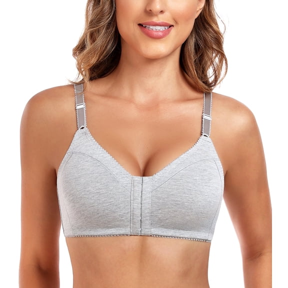 FANZE Women's Front Closure Cotton Bra with Wireless Full Coverage Unlined Non Padded for Comfort