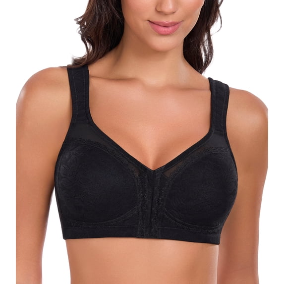 FANZE Women's Full Coverage Front Closure Posture Back Support Unpadded Wireless Minimizer Bra,40DDD