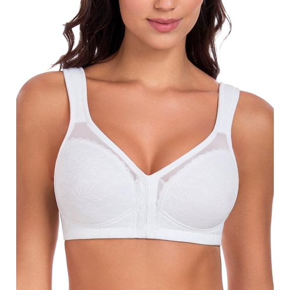 FANZE Women's Full Coverage Front Closure Posture Back Support Unpadded Wireless Minimizer Bra,42C