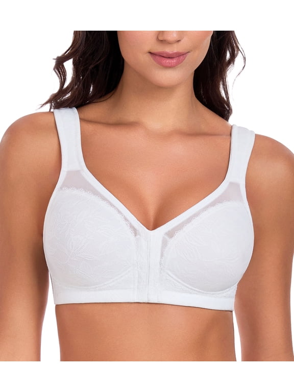 Women's Full Coverage Front Closure Posture Back Support Unpadded Wireless Minimizer Bra,42C