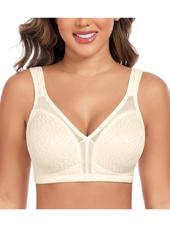 Women's Minimizer Plus Size Support Comfort Non Padded Wireless Full Figure Bra,44G