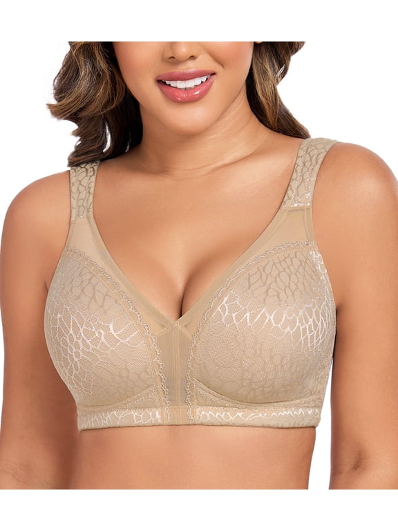 Women's Minimizer Plus Size Support Comfort Non Padded Wireless Full Figure Bra,44G