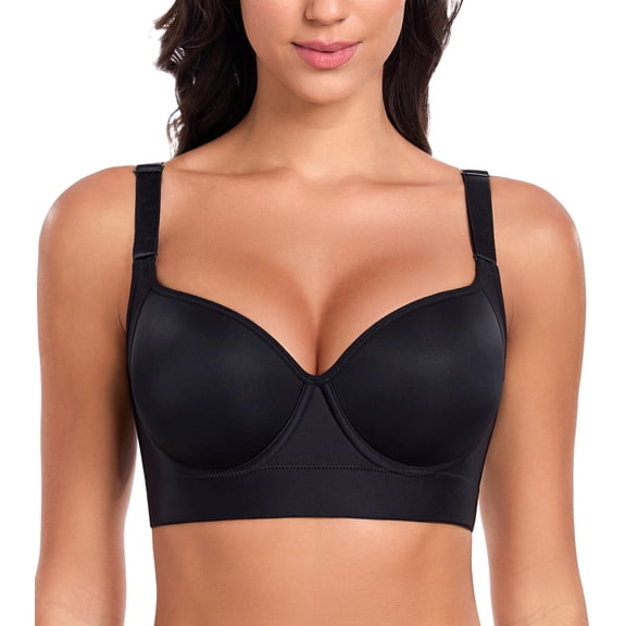 FANZE Women's T Shirt Push Up Bra Full Back Coverage Back Fat Smoothing Underwire Supportive,38DDD