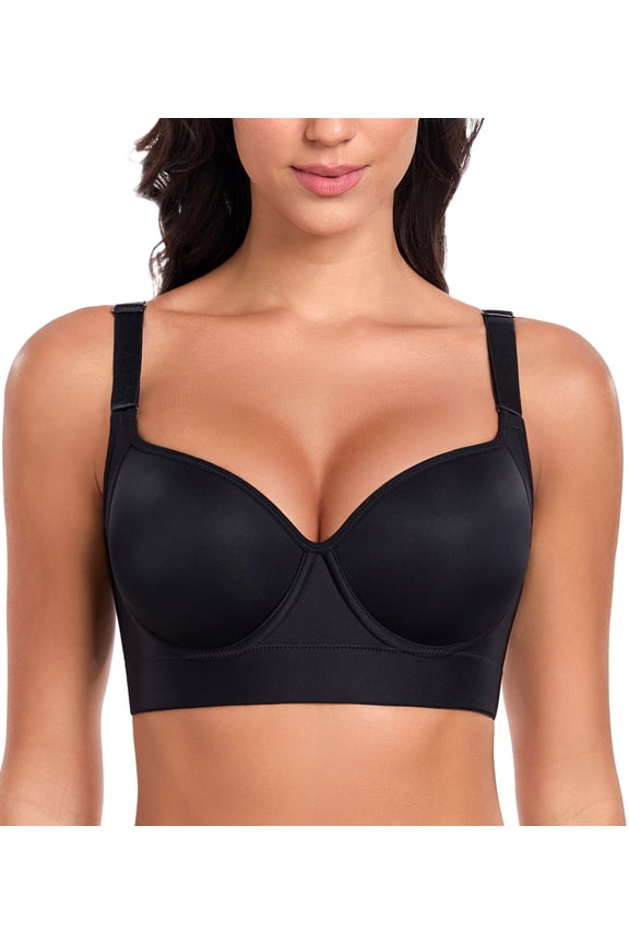 Women's T Shirt Push Up Bra Full Back Coverage Back Fat Smoothing Underwire Supportive,38DD