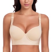 FANZE Womens T Shirt Push Up Bra Full Back Coverage Back Fat Smoothing Underwire Supportive,34DD